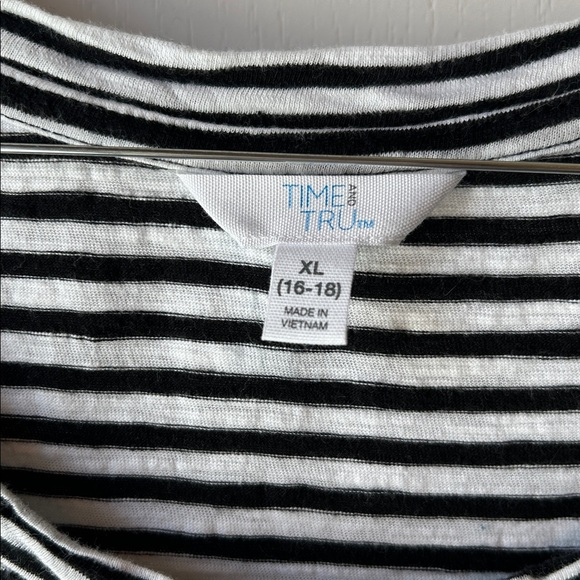 Time and Tru Black & White Striped midi dress preppy dark academia workwear - Picture 2 of 4